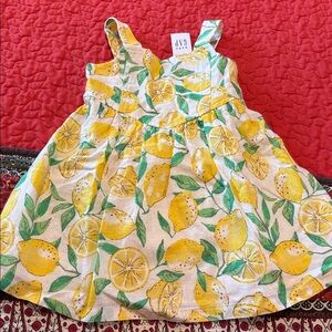 GAP Linen V Waist Yellow Lemon Print Dress